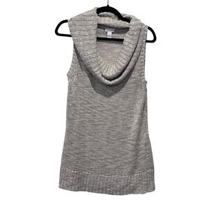 Vtg Chicos Size 2 (Large) Beige Cowl Neck Sleeveless Knit Tunic Sweater Women